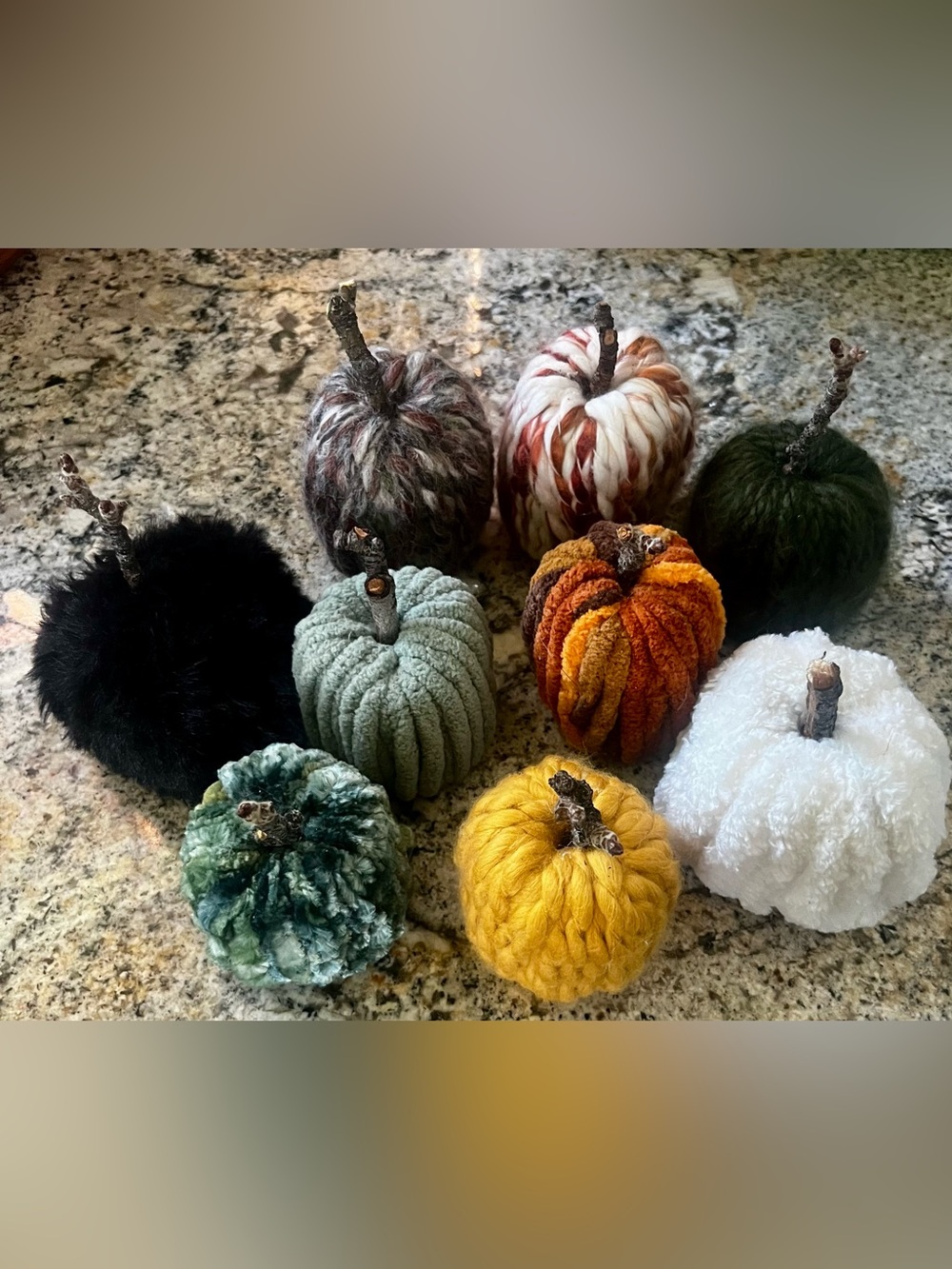 Handmade Yarn Mini-Pumpkin Set of 9 Fall Decor - Cozy Fall Home Art